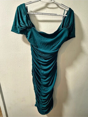 SHEIN BAE Rochelle Cortes Ruched Midi Dress in Blue Size XL NWT